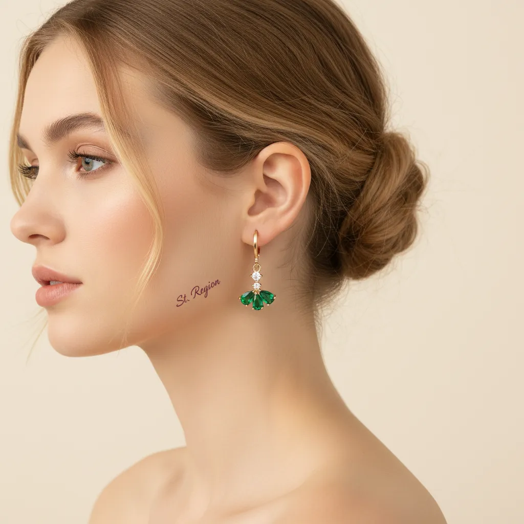 Emerald Crystal & Cubic Zirconia Goldtone Petals Huggie Earrings sold by Zulily product image thumbnail 5