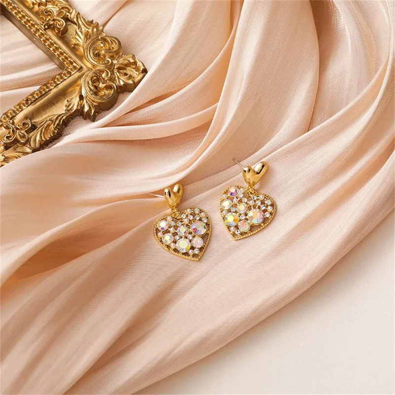 Cubic Zirconia & Goldtone Heart Drop Earrings made by Zulily