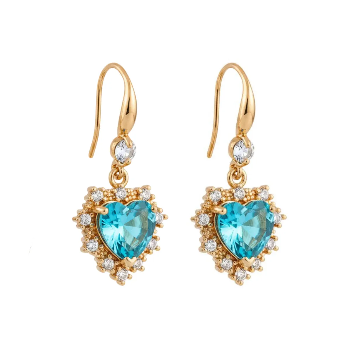 Blue Crystal & Cubic Zirconia Goldtone Heart Hook Earrings sold by Zulily product image thumbnail 2