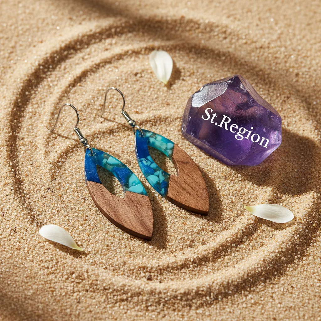 Navy Resin & Wood Silvertone Leopard Print Leaf Hook Earrings sold by Zulily product image thumbnail 3