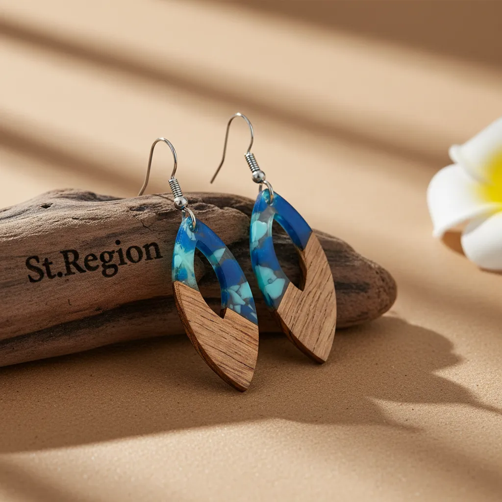 Navy Resin & Wood Silvertone Leopard Print Leaf Hook Earrings sold by Zulily