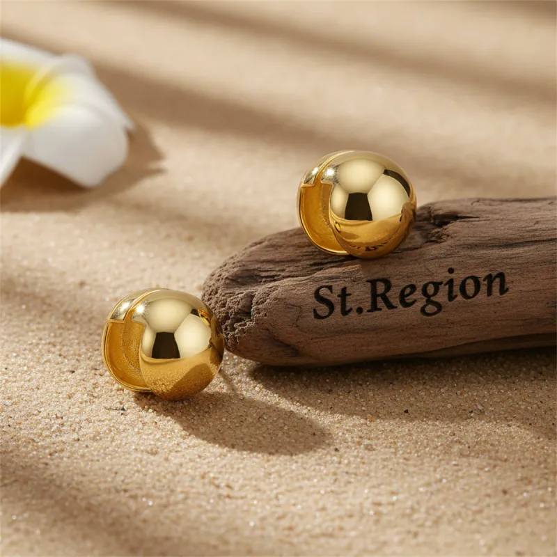 Goldtone Ball Huggie Earrings made by Zulily