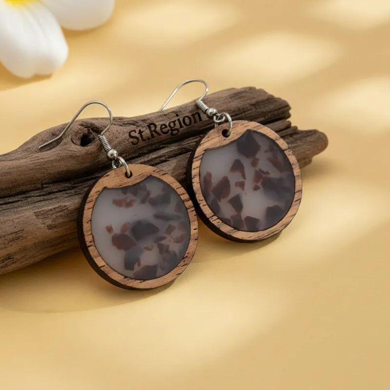 Brown Resin & Wood Silvertone Leopard Print Circular Hook Earrings made by Zulily