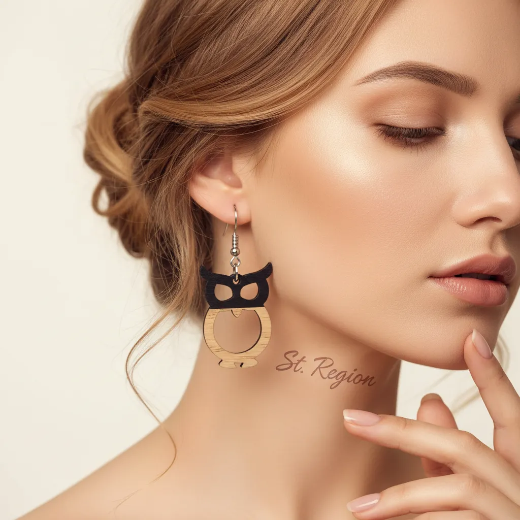Black Resin & Wood Silvertone Owl Hook Earrings sold by Zulily product image thumbnail 5