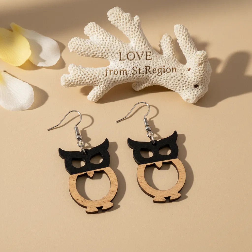 Black Resin & Wood Silvertone Owl Hook Earrings sold by Zulily product image thumbnail 4