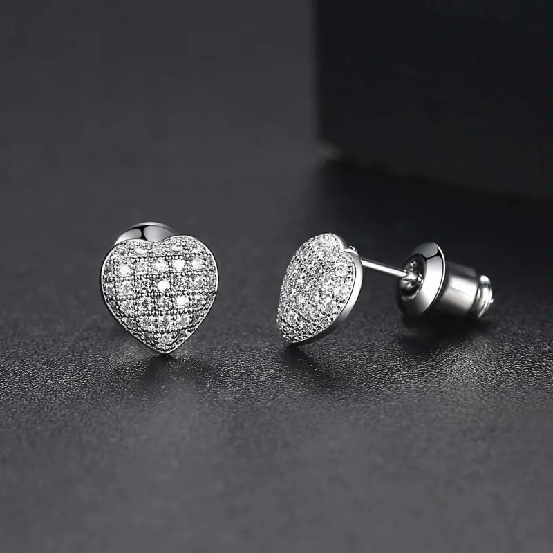 Cubic Zirconia & Silvertone Heart Stud Earrings made by Zulily