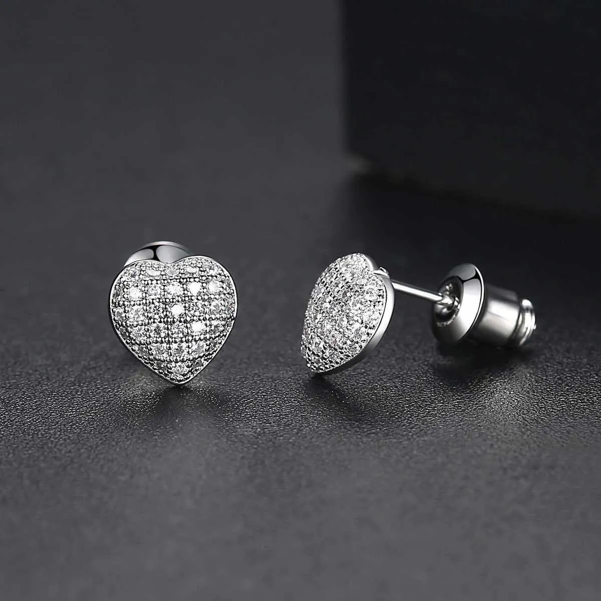 Cubic Zirconia & Silvertone Heart Stud Earrings sold by Zulily