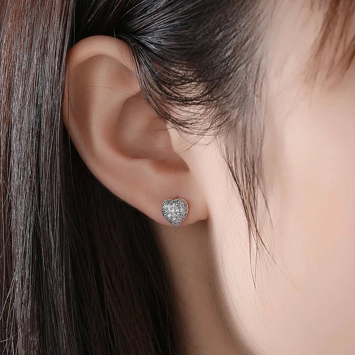Cubic Zirconia & Silvertone Heart Stud Earrings sold by Zulily product image thumbnail 2
