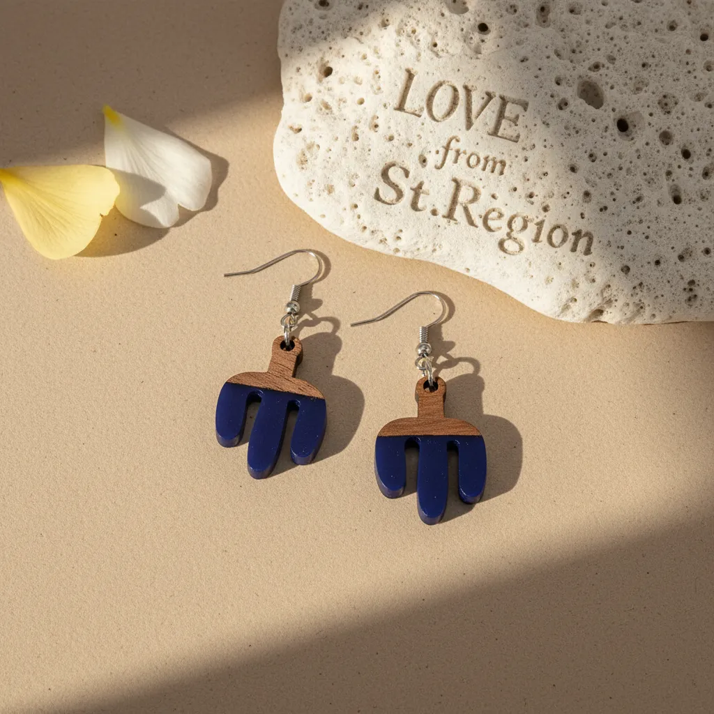 Blue Resin & Wood Silvertone Cactus Hook Earrings sold by Zulily product image thumbnail 4