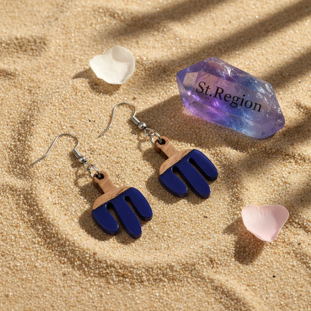 Blue Resin & Wood Silvertone Cactus Hook Earrings sold by Zulily product image thumbnail 3