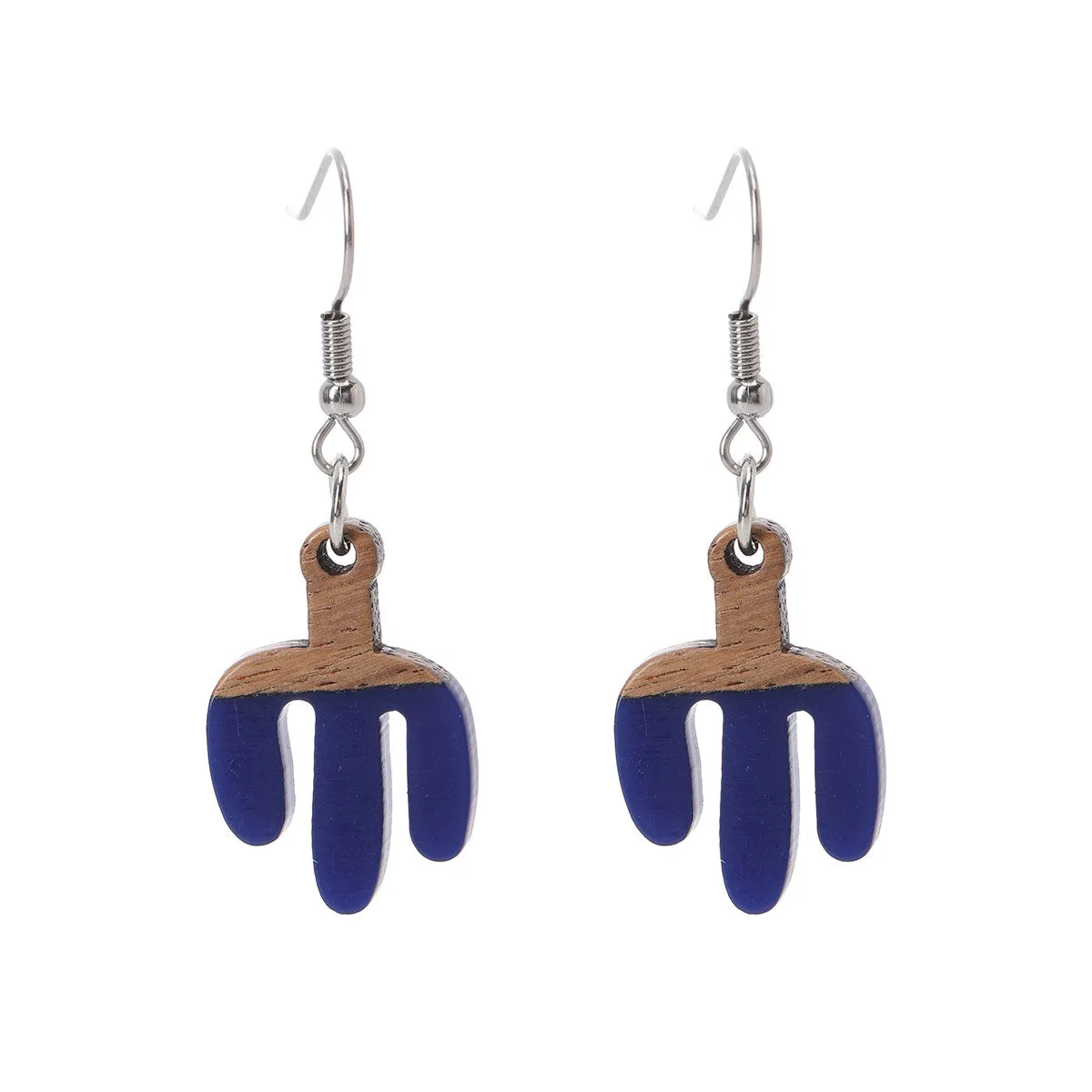 Blue Resin & Wood Silvertone Cactus Hook Earrings sold by Zulily product image thumbnail 2