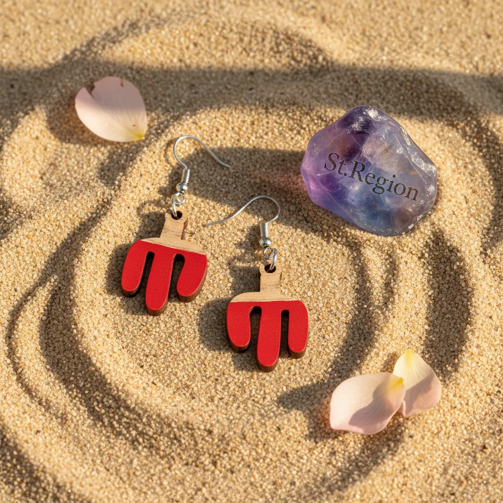 Red Resin & Wood Silvertone Cactus Hook Earrings sold by Zulily product image thumbnail 3