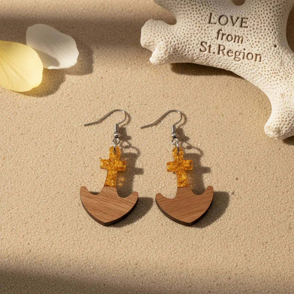 Yellow Resin & Wood Silvertone Anchor Hook Earrings sold by Zulily product image thumbnail 4