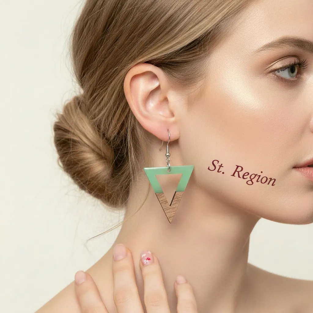 Green Resin & Wood Silvertone Open Triangle Hook Earrings sold by Zulily product image thumbnail 5