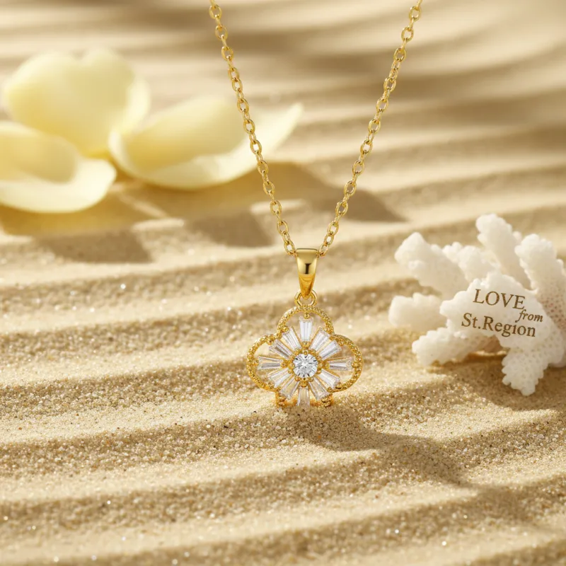 Crystal & Goldtone Clover Pendant Necklace made by Zulily