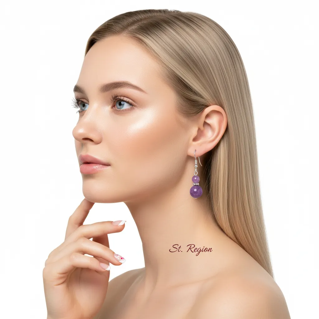 Purple Jade & Silvertone Gourd-Shape Hook Earrings sold by Zulily product image thumbnail 5