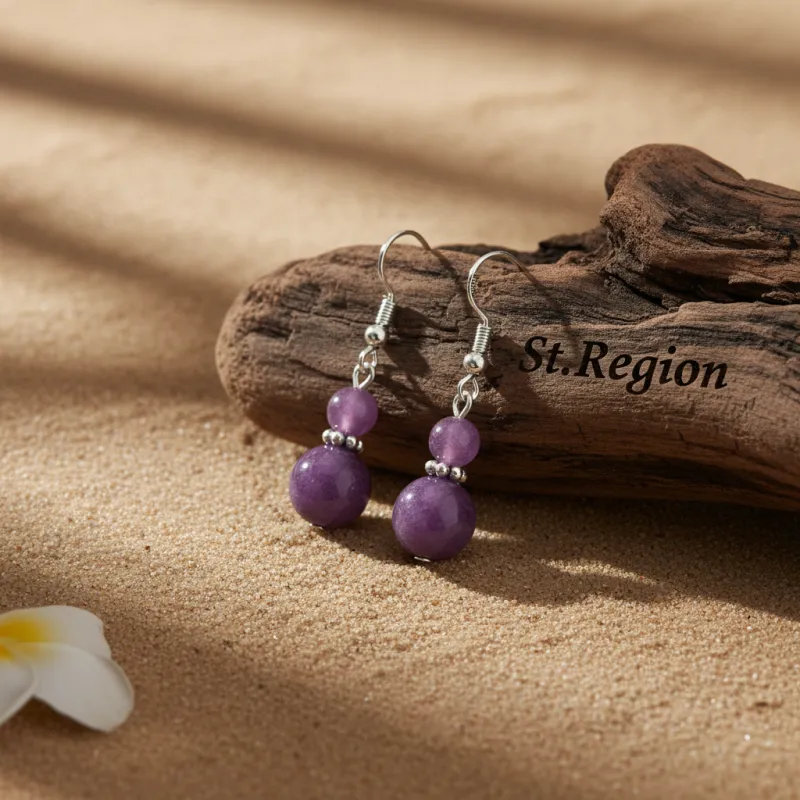 Purple Jade & Silvertone Gourd-Shape Hook Earrings made by Zulily