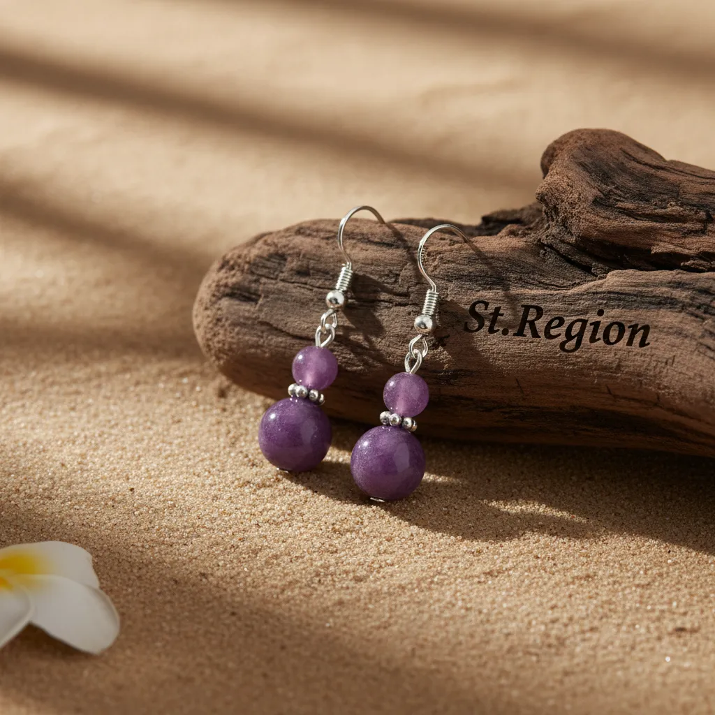 Purple Jade & Silvertone Gourd-Shape Hook Earrings sold by Zulily