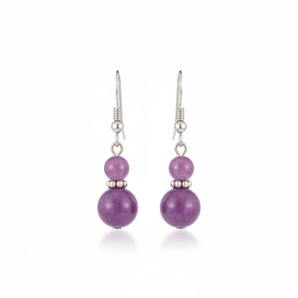 Purple Jade & Silvertone Gourd-Shape Hook Earrings sold by Zulily product image thumbnail 2