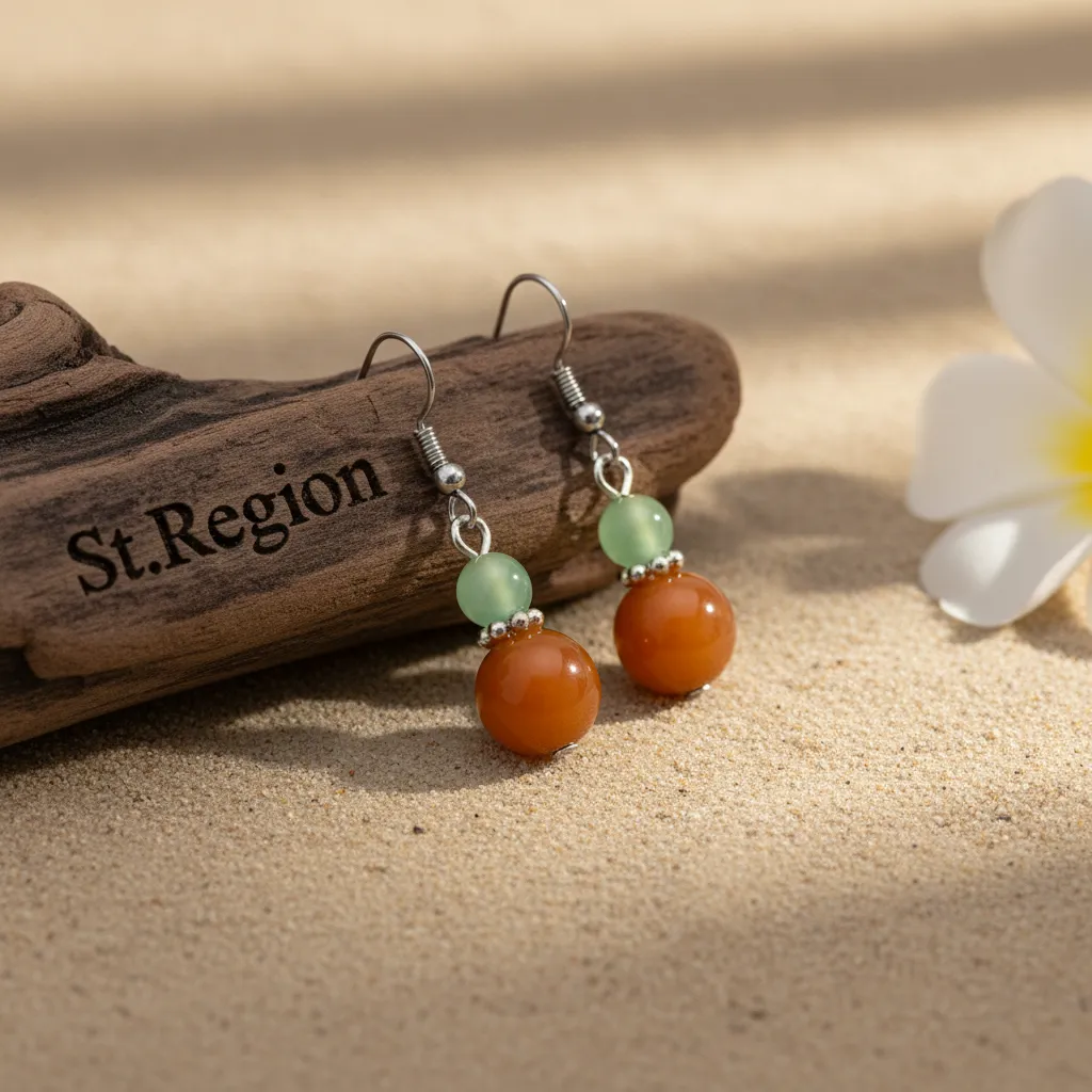 Orange & Green Jade Silvertone Gourd-Shape Hook Earrings sold by Zulily