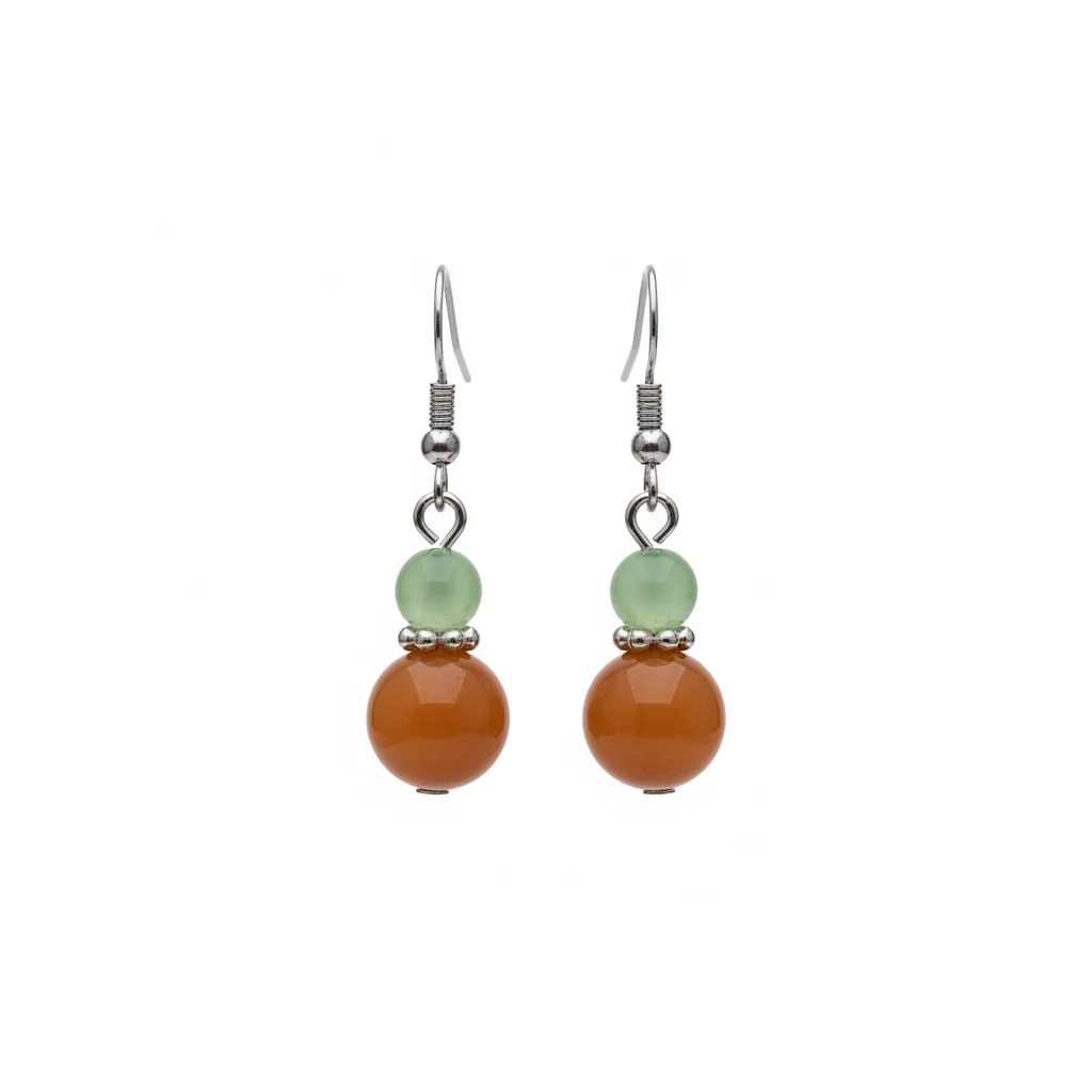 Orange & Green Jade Silvertone Gourd-Shape Hook Earrings sold by Zulily product image thumbnail 2