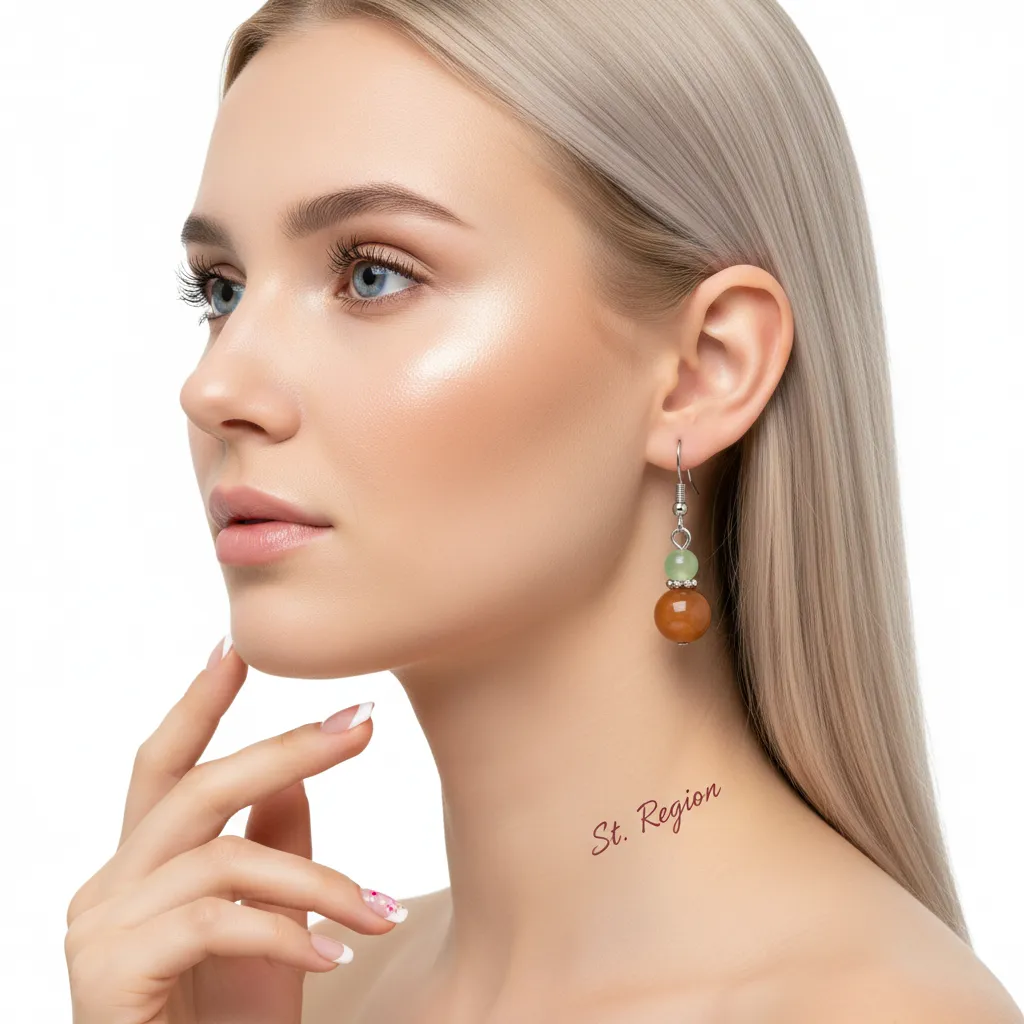 Orange & Green Jade Silvertone Gourd-Shape Hook Earrings sold by Zulily product image thumbnail 5