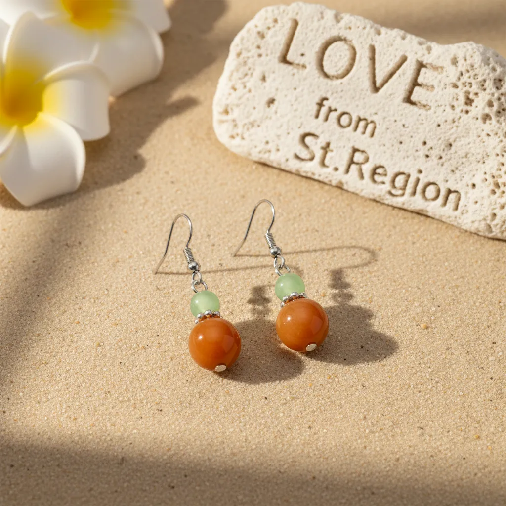 Orange & Green Jade Silvertone Gourd-Shape Hook Earrings sold by Zulily product image thumbnail 4