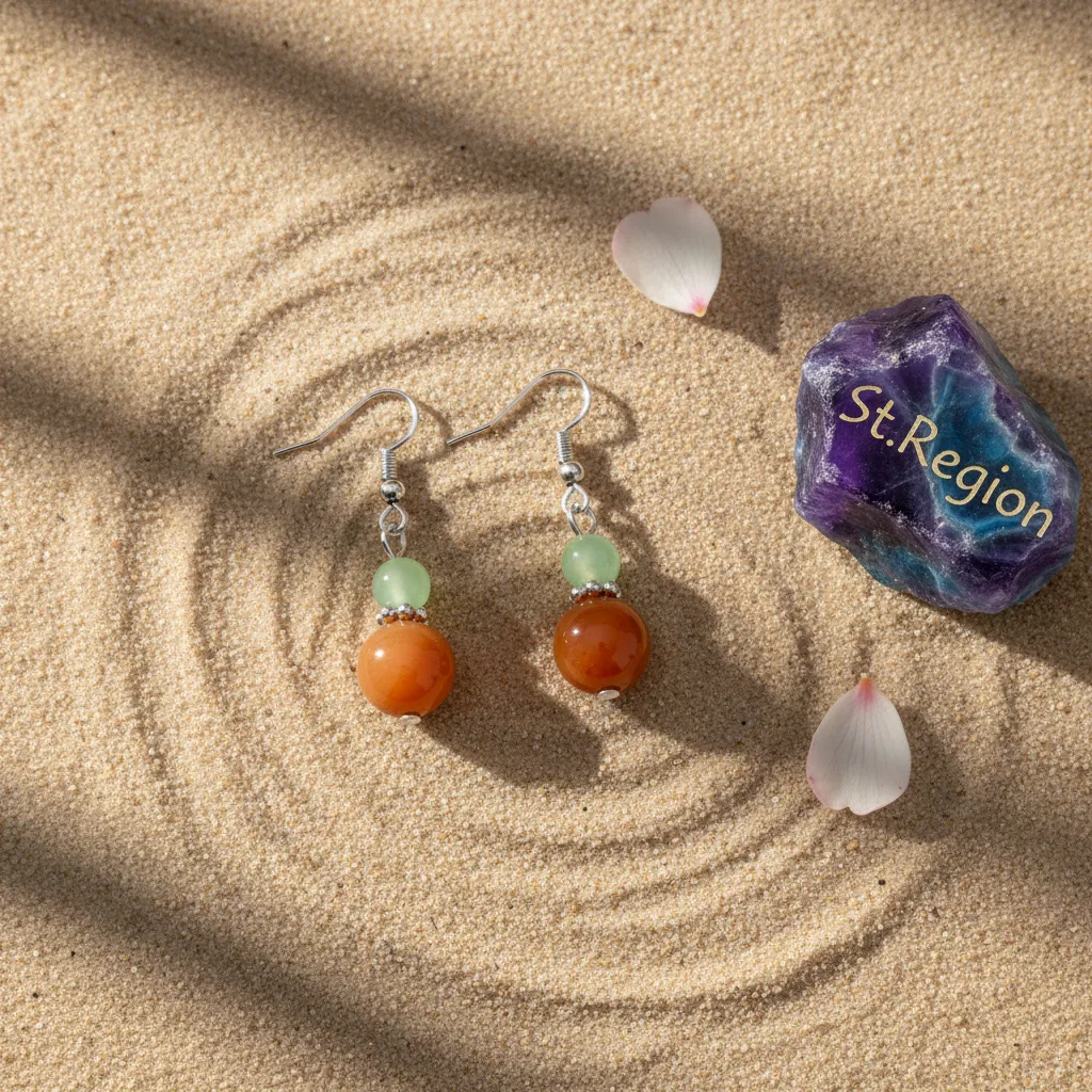 Orange & Green Jade Silvertone Gourd-Shape Hook Earrings sold by Zulily product image thumbnail 3