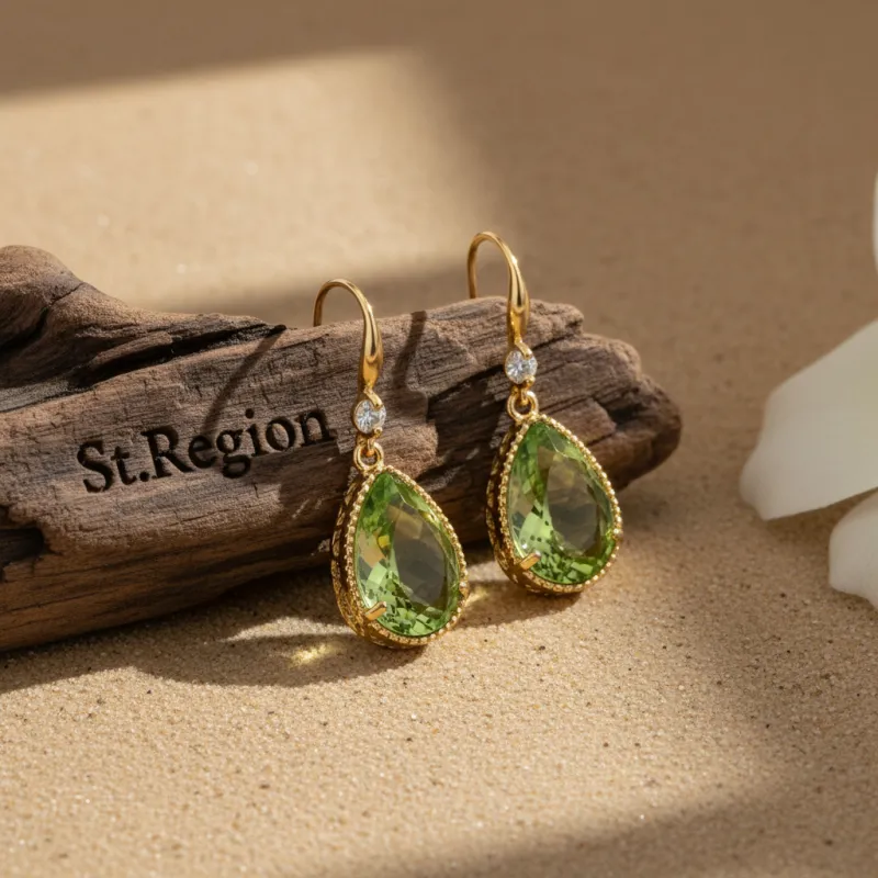 Green Crystal & Cubic Zirconia Goldtone Teardrop Hook Earrings made by Zulily
