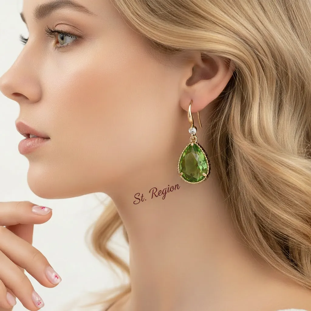 Green Crystal & Cubic Zirconia Goldtone Teardrop Hook Earrings sold by Zulily product image thumbnail 5