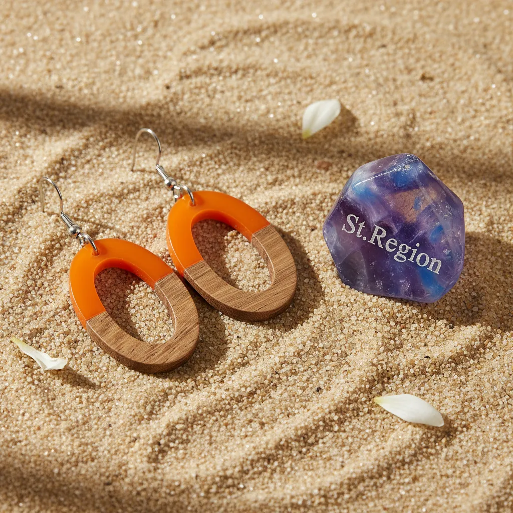 Orange Resin & Wood Silvertone Open Oval Hook Earrings sold by Zulily product image thumbnail 3