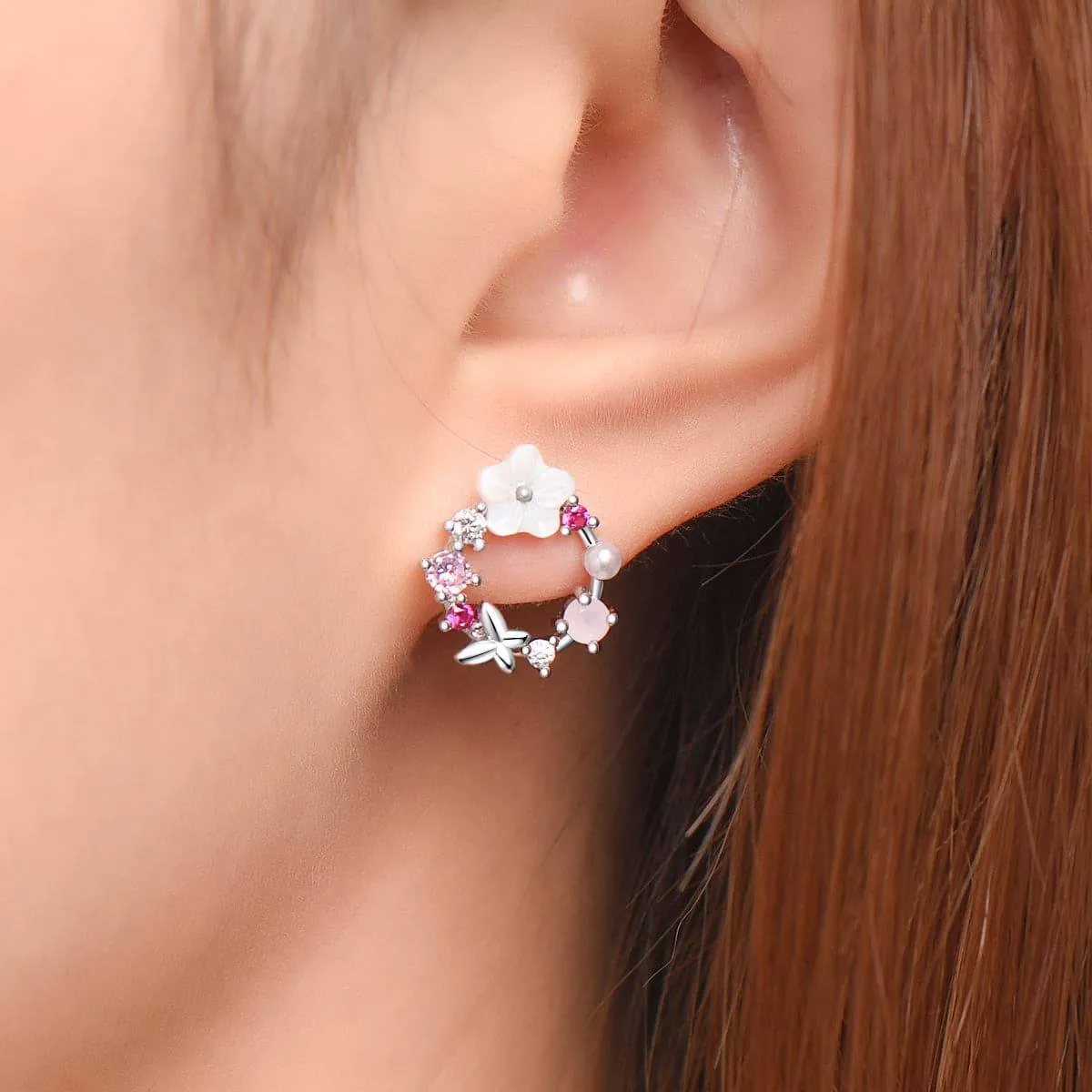 Opal & Cubic Zirconia Butterfly & Floral Stud Earrings sold by Zulily product image thumbnail 3