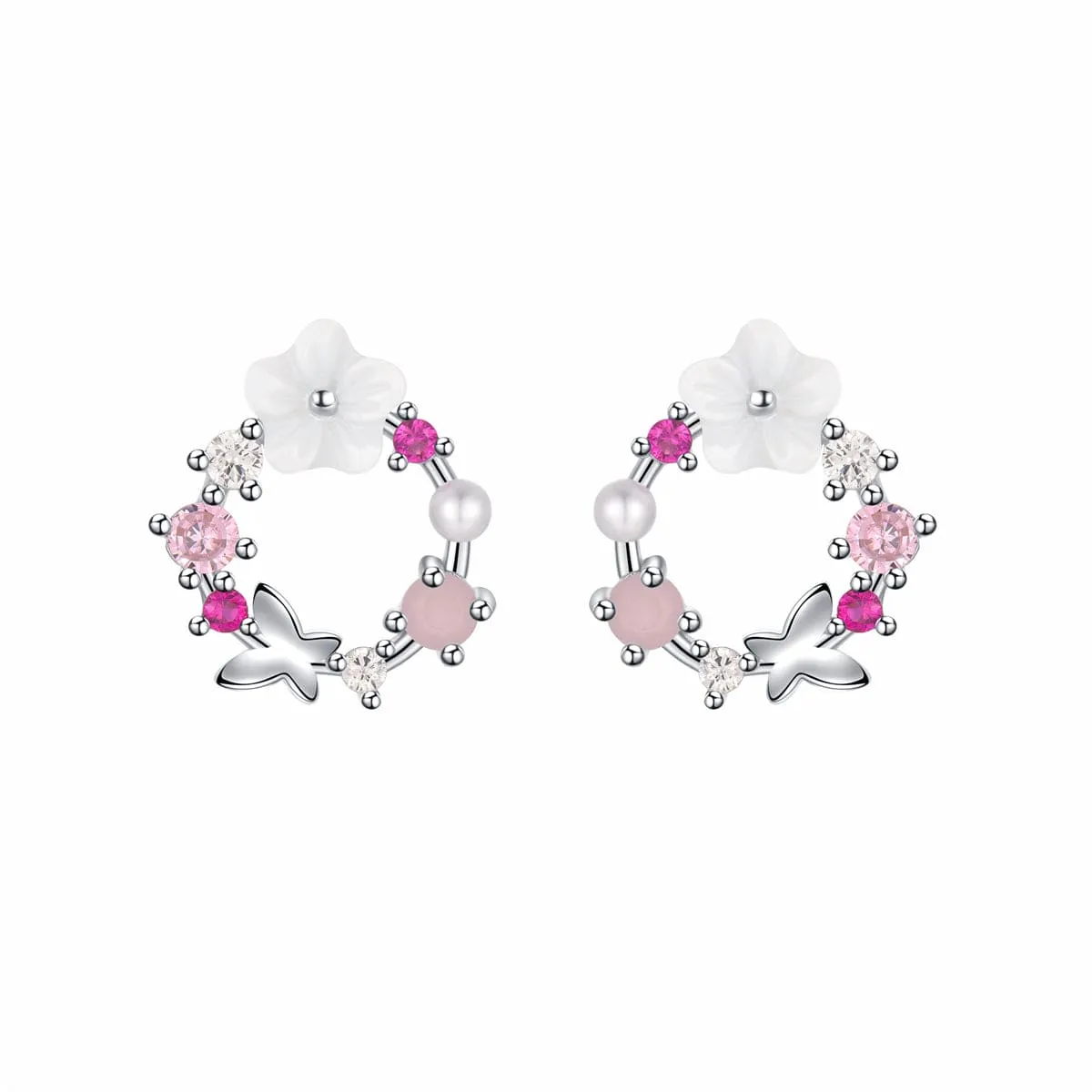 Opal & Cubic Zirconia Butterfly & Floral Stud Earrings sold by Zulily product image thumbnail 4