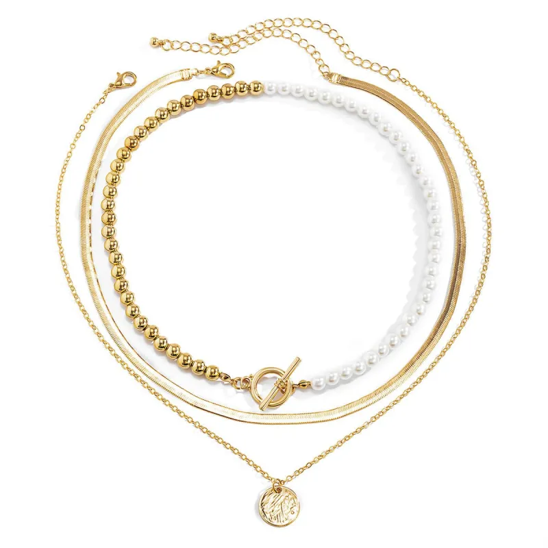 Pearl & Goldtone Toggle Necklace Set made by Zulily