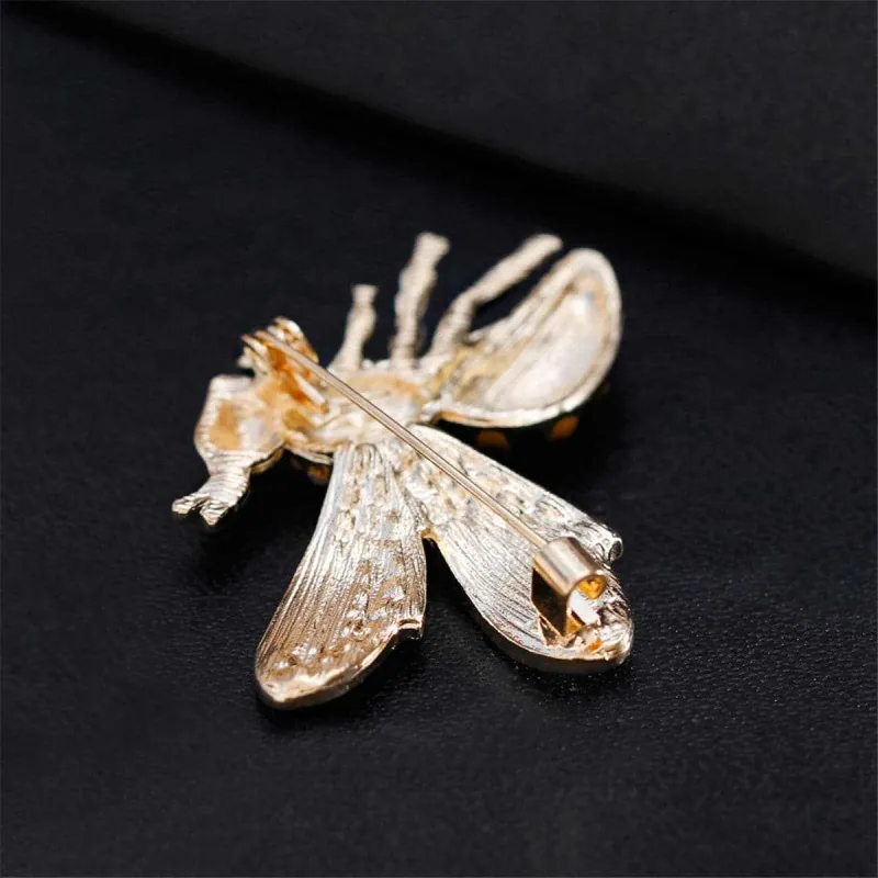Cubic Zirconia & Goldtone Bee Brooch made by Zulily