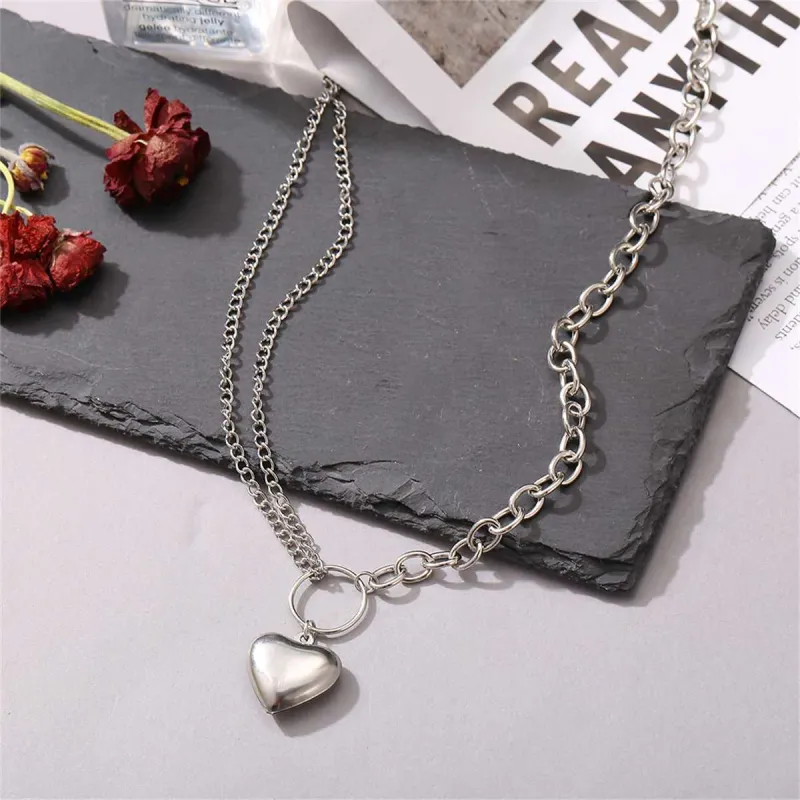 Silvertone Heart Layered Pendant Necklace made by Zulily