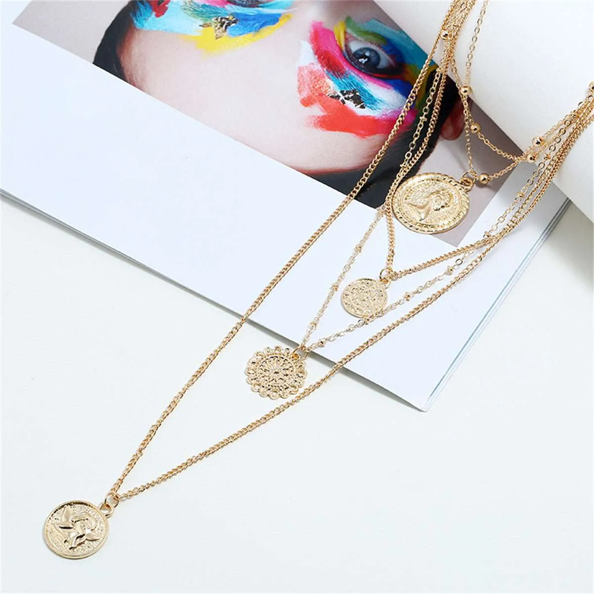 Goldtone Coin Layered Pendant Necklace sold by Zulily product image thumbnail 4