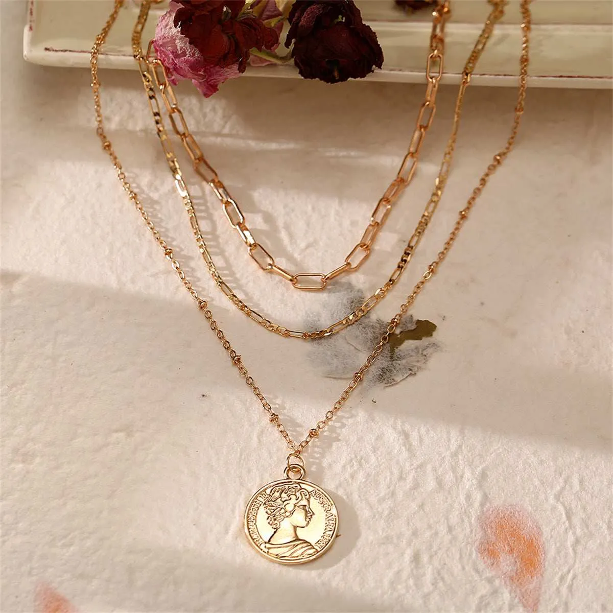 Goldtone Coin Layered Pendant Necklace sold by Zulily product image thumbnail 5
