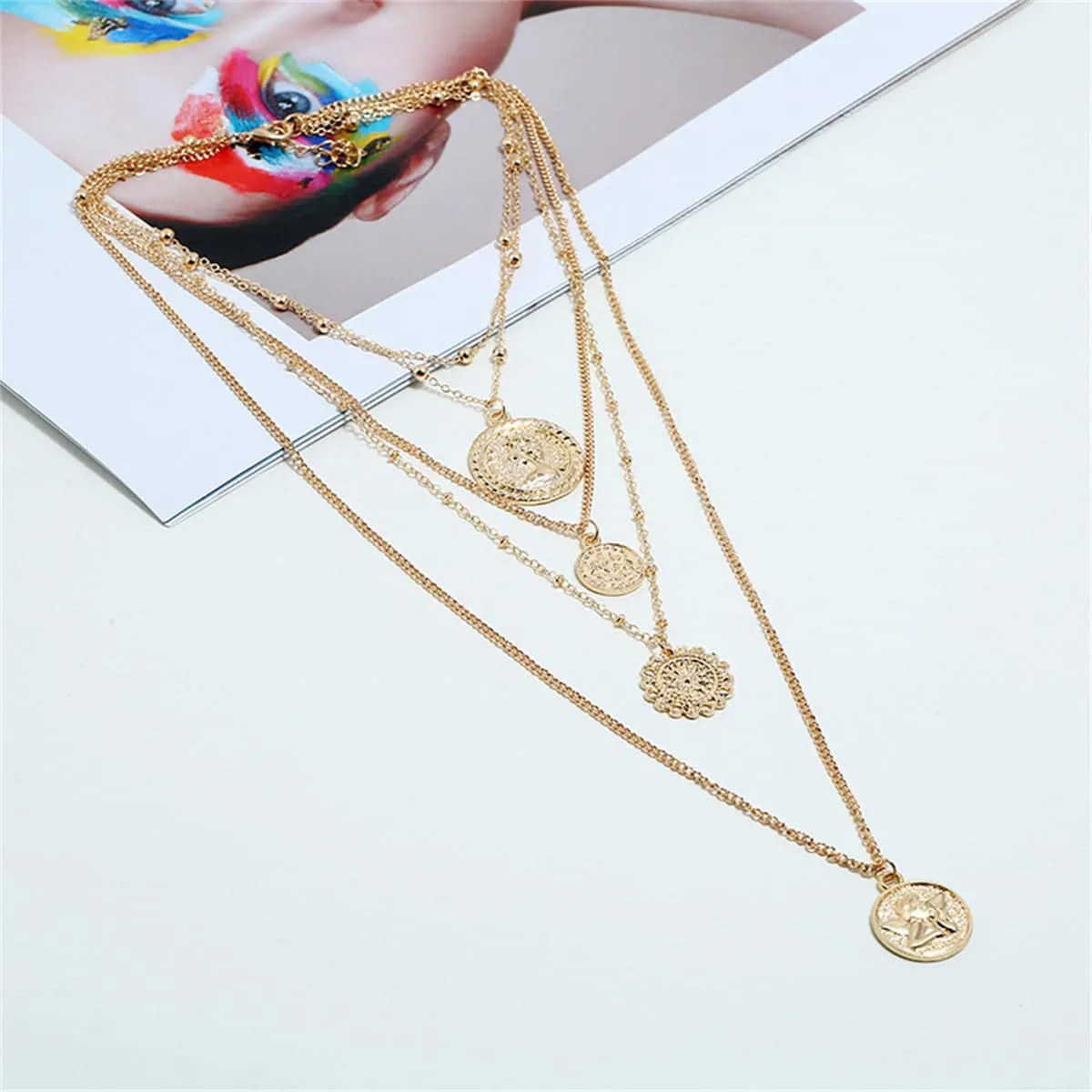 Goldtone Coin Layered Pendant Necklace sold by Zulily product image thumbnail 3