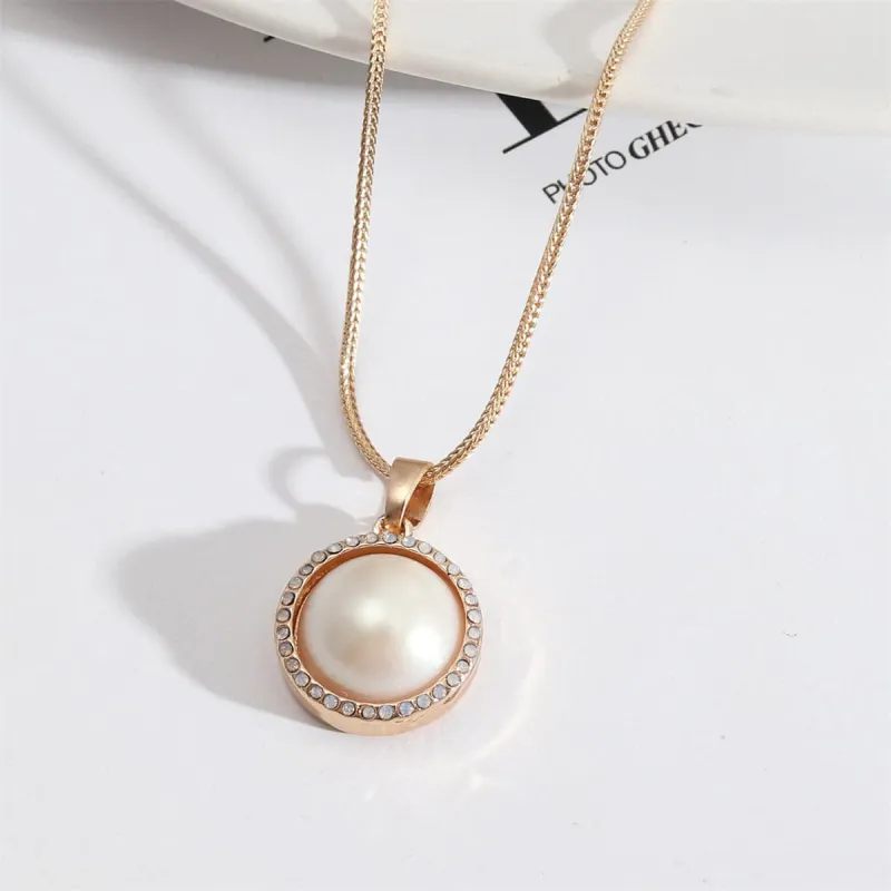 Pearl & Cubic Zirconia Goldtone Halo Round Pendant Necklace made by Zulily