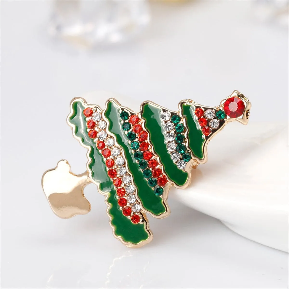 Cubic Zirconia & Goldtone Christmas Tree Brooch sold by Zulily product image thumbnail 3