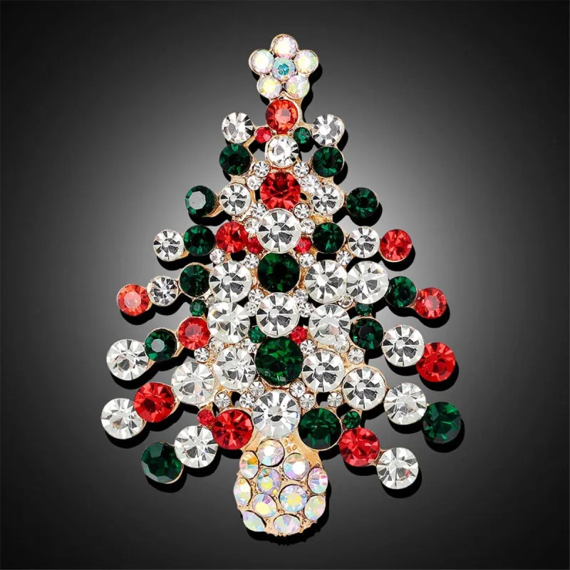 Cubic Zirconia & Goldtone Christmas Tree Brooch made by Zulily