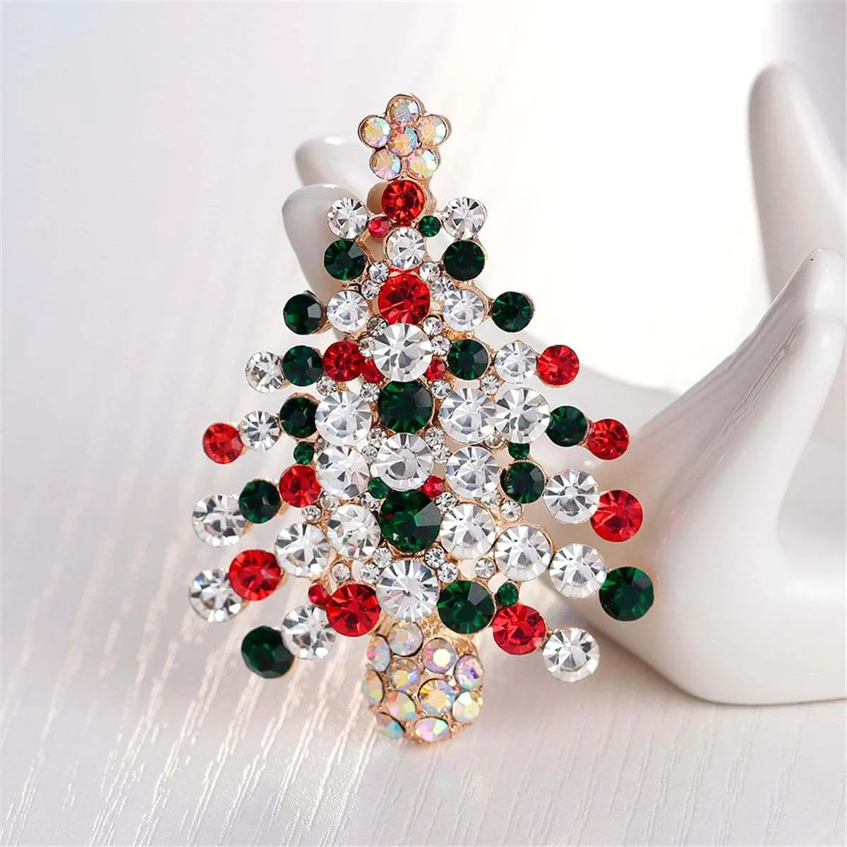 Cubic Zirconia & Goldtone Christmas Tree Brooch sold by Zulily product image thumbnail 2