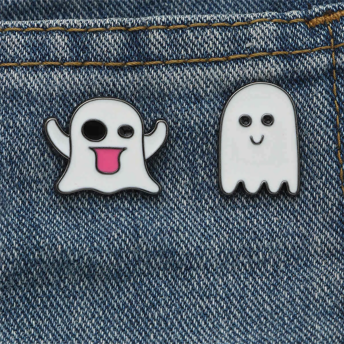 White & Silvertone Ghost Enamel Pin Set sold by Zulily