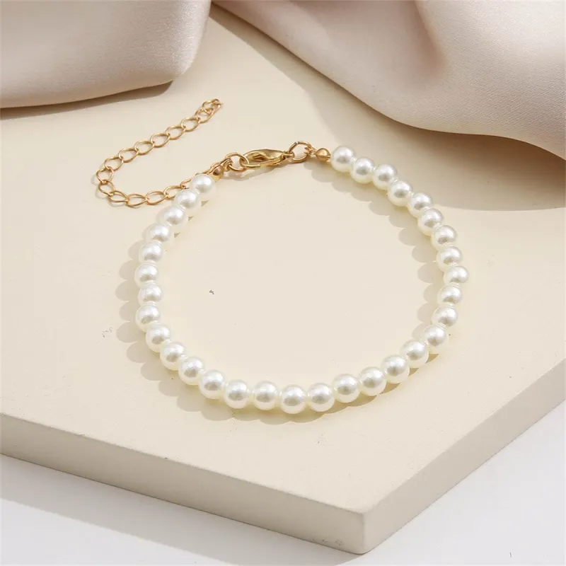 Pearl & Goldtone Beaded Anklet made by Zulily