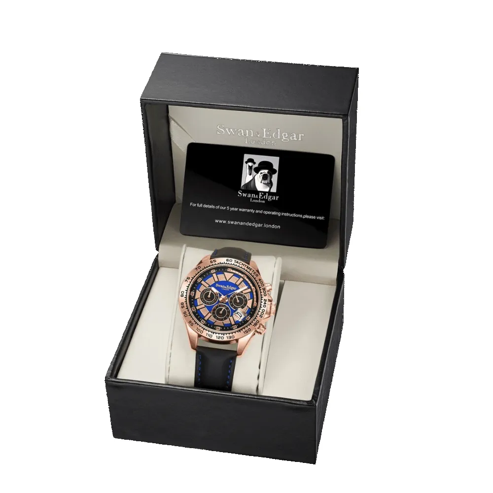 Limited Edition Swan & Edgar Hand Assembled Speed Tracker Mechanical Quartz Rose Blue sold by Zulily product image thumbnail 2