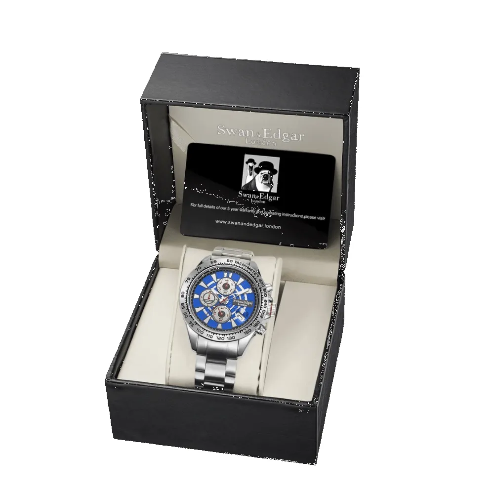 Limited Edition Swan & Edgar Hand Assembled Speed Target Mechanical Quartz Silver Blue sold by Zulily product image thumbnail 2