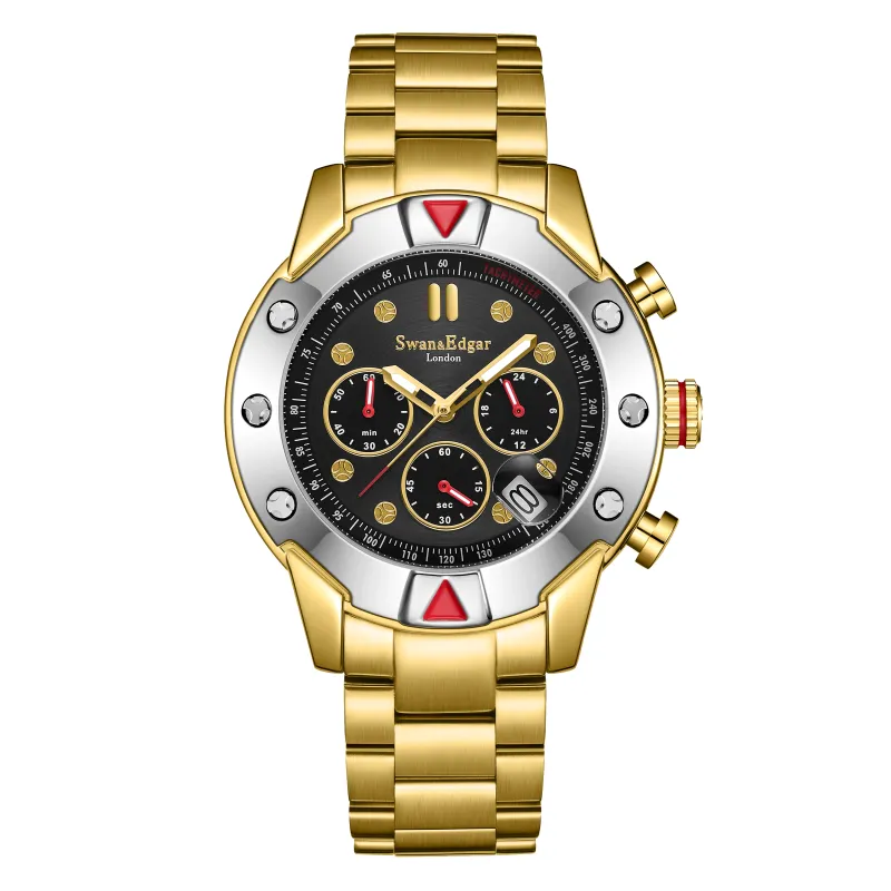 Limited Edition Swan & Edgar Hand Assembled Mechanical-Quartz Hybrid Gold made by Swan and Edgar