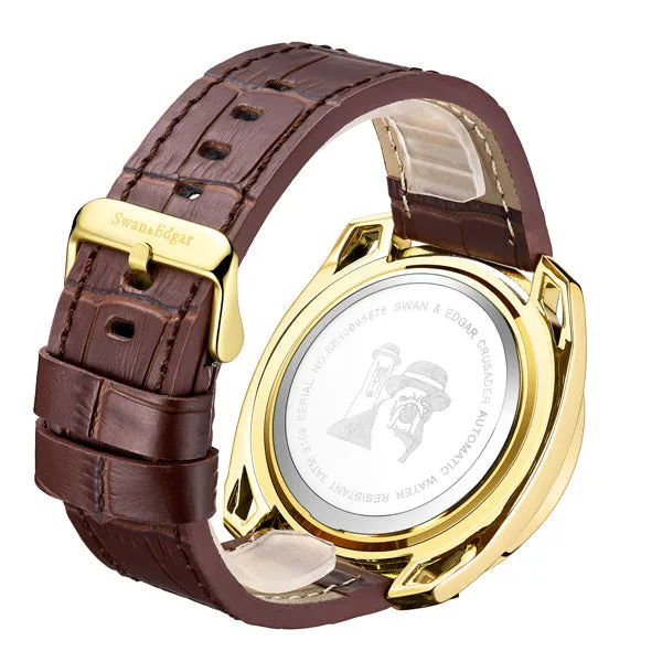 Limited Edition Swan & Edgar Hand Assembled Crusader Automatic Brown sold by Zulily product image thumbnail 3