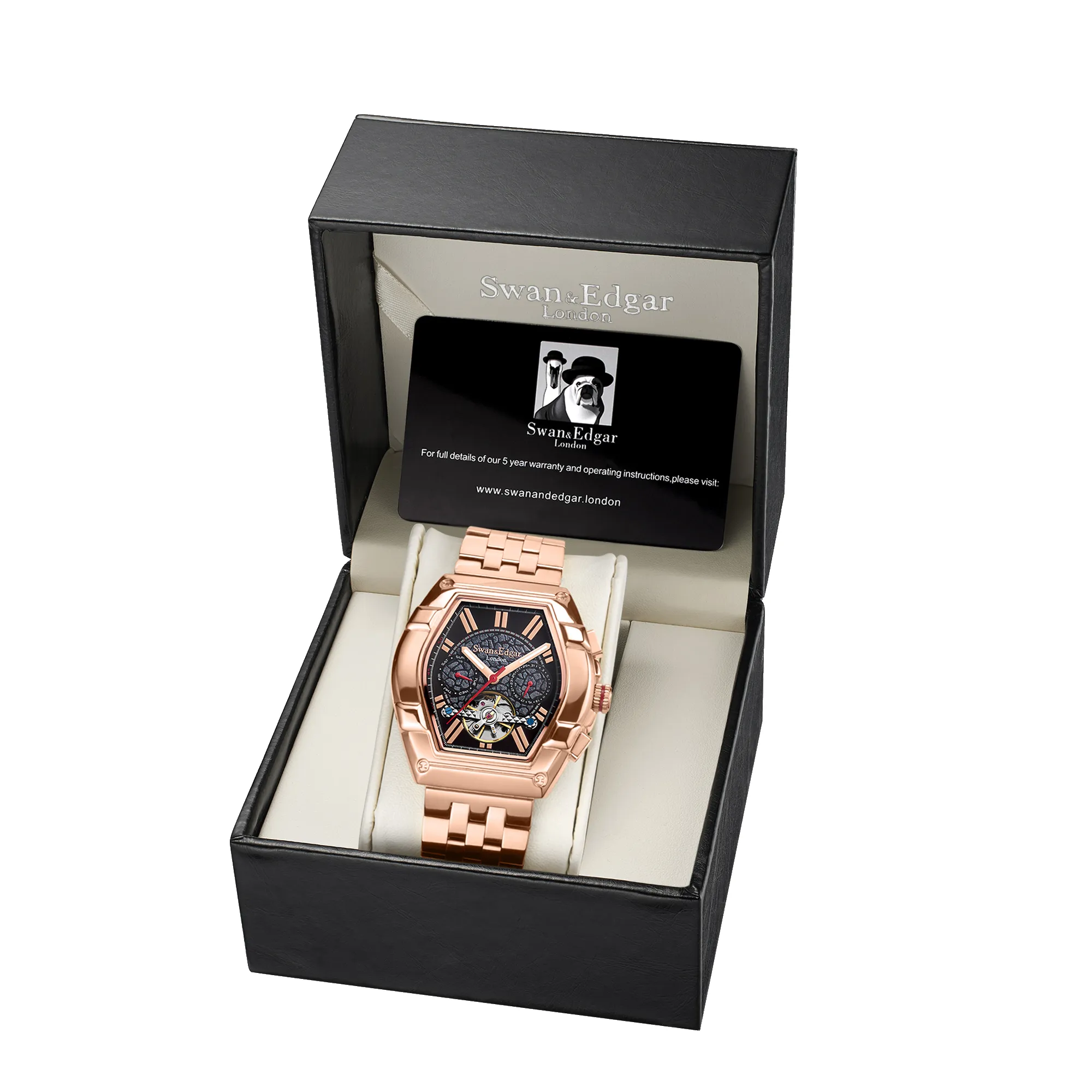 Limited Edition Swan & Edgar Hand Assembled Knight Exhibition Automatic Rose Black sold by Zulily product image thumbnail 2